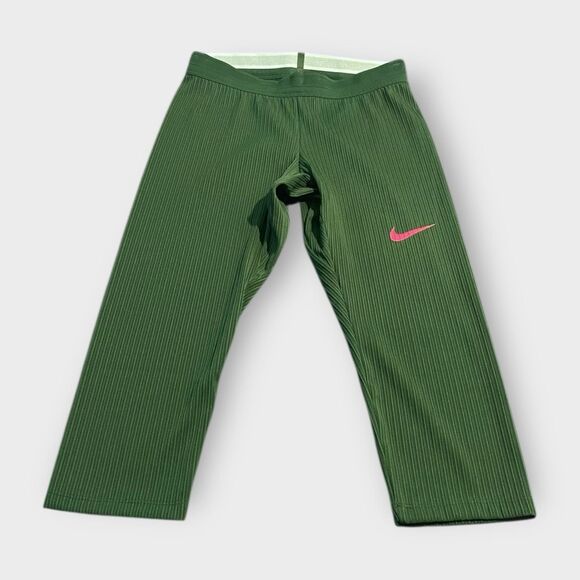 Nike Pro Elite 3/4 Running Green Pants Aeroswift USA DX9076-000 Womens size M - Picture 1 of 8